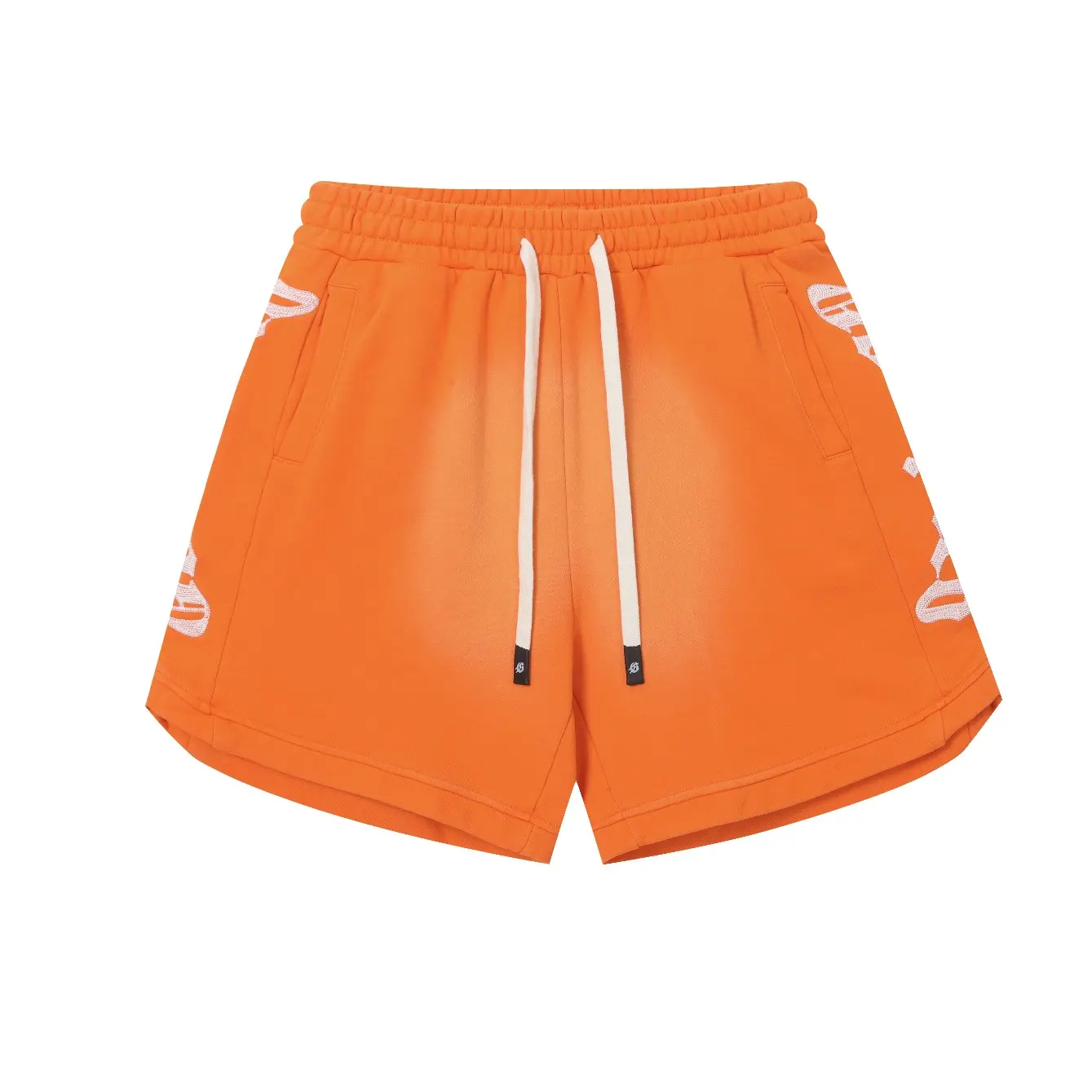 Godspeeds Men's Vintage Washed Orange Cotton Oversized Sweatshorts - Old English Side Letter Print, Drawstring, Lightweight, Casual Summer Gym Bottoms, Gift for Teen Boys Street Style Enthusiasts