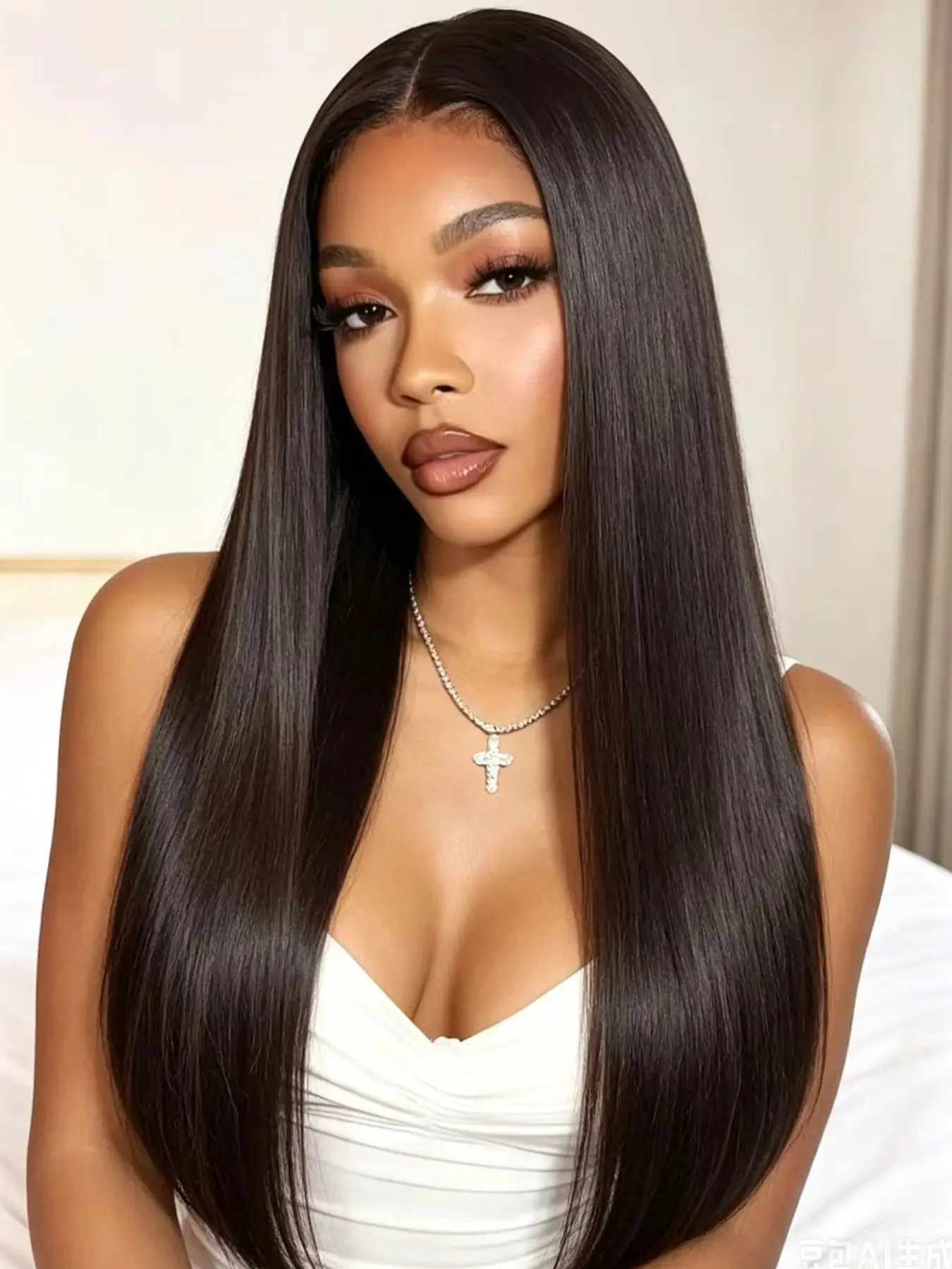 13x4 Front Lace Wig No Bangs Free Parting Lightweight Breathable Wig, 28 Inches Long Hair Suitable for Women Daily Wear