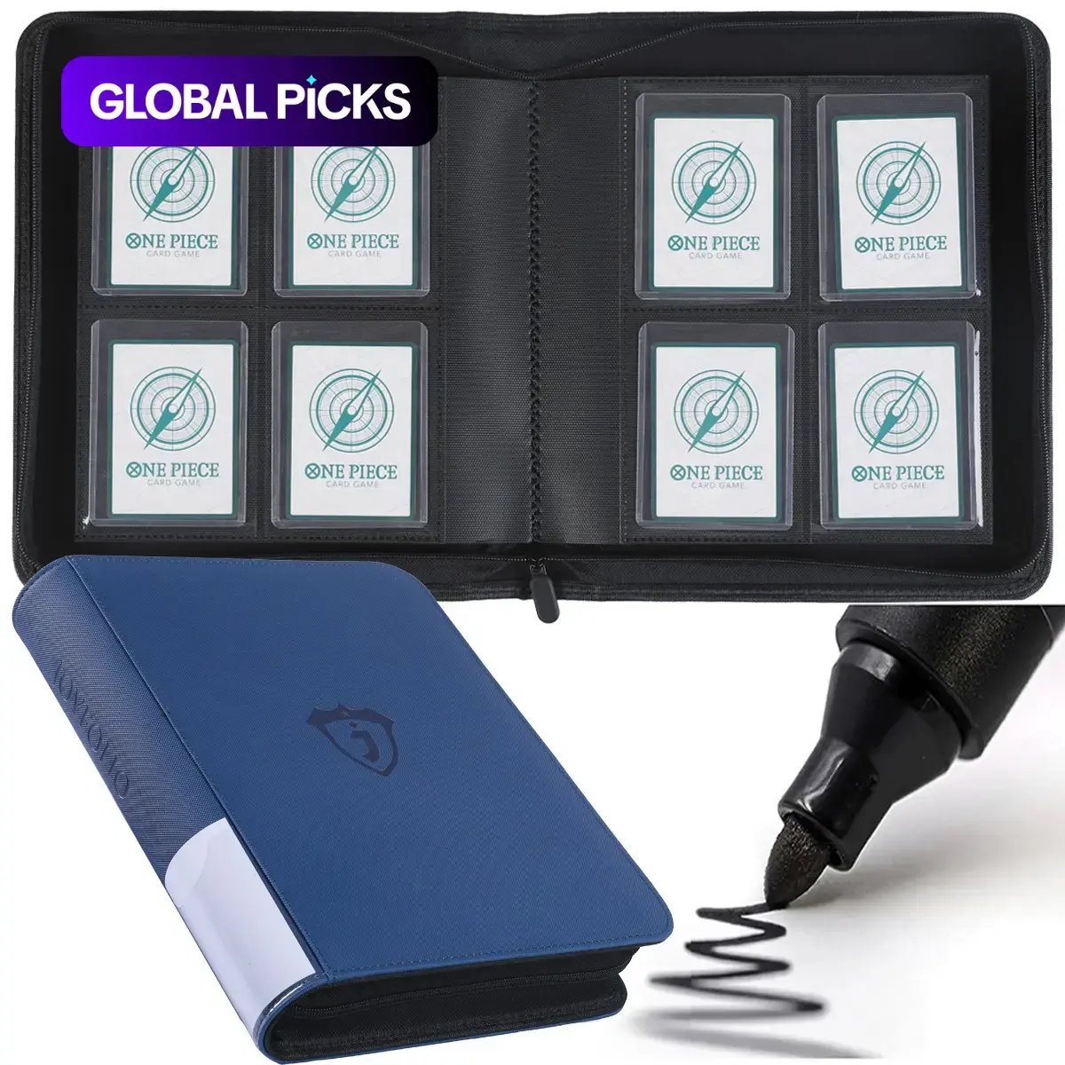 Toploader Binder, Trading Card Binder Storage, TCG Storage, Sports Card Storage, Game Card Organizer, Holds up to 128 Cards, 4‑Pocket Top Loader Binder with Sleeves for 3"x4" Rigid Toploaders Hard Cases, Trading Card Organizer #GLOBAL PICKS