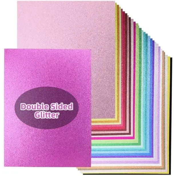 Double Sided Colorful Glitter Cardstock Paper 100 lb Heavy 30 Colors 8.5x11 Inch 300gsm Thick Pastel Sparkly Card Stock for Cricut Card Making Paper Crafting