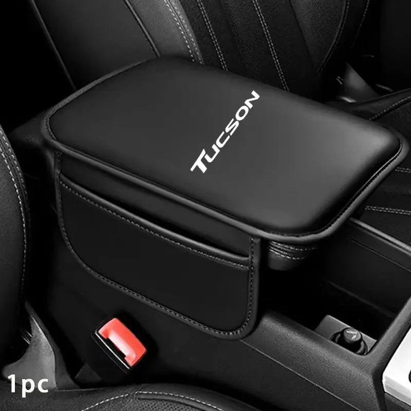 Hyundai Tucson Center Console Pad, Multi-Pocket Storage, PU Leather, Stain-Resistant, Easy Install, for Men and Women