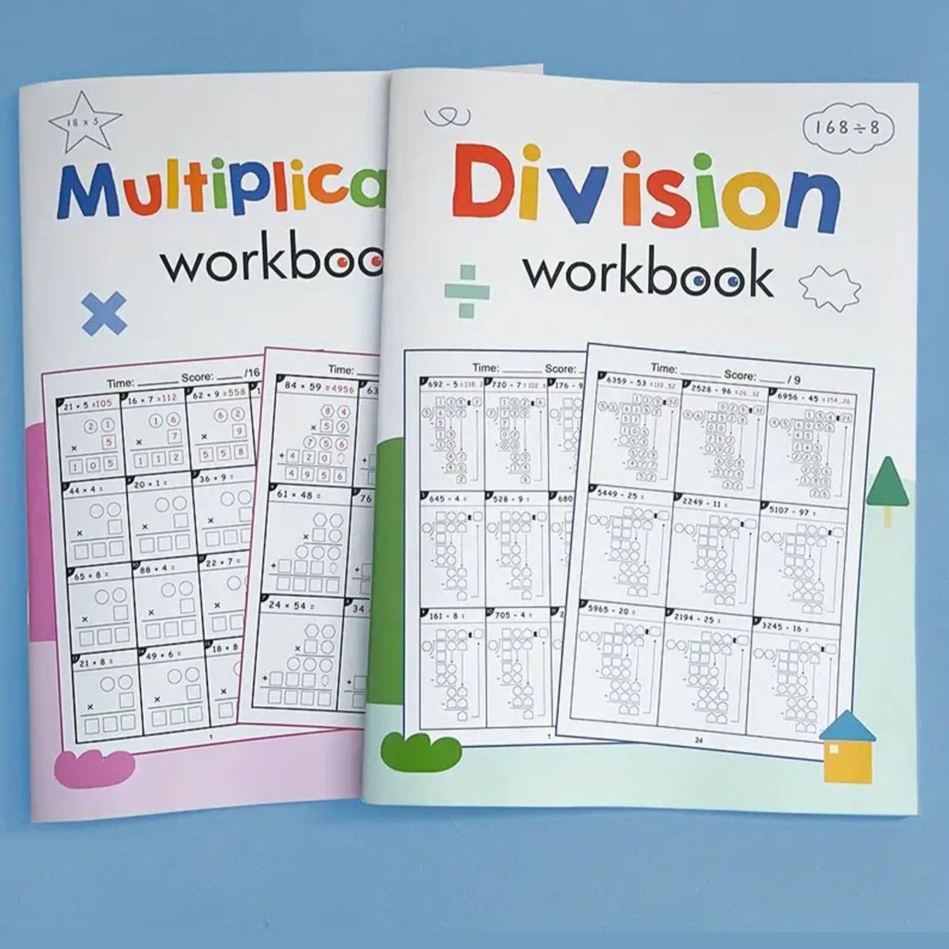 Math Practice Workbook for Grade 3-5 Students, Multiplication & Division Problems Book, Educational Math Activity Book for Daily Use, Classroom Mathematical Skills