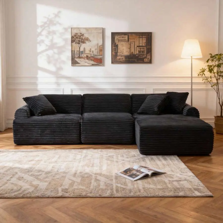 105" Modular Sectional Sofa Couch Living Room, L-Shaped Convertible Boneless Compressed Couch With Removable & Washable Sofa Cover, Modular Reconfigurable Sectional Apartments & Small Spaces, No-Assembly