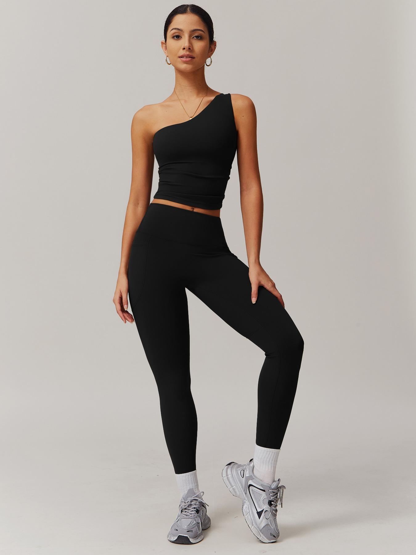 Women's Solid Crop Top & Leggings Tracksuit Set, Casual Breathable Sportswear Set for Workout Running, Ladies Sportswear for All Seasons, Activewear, Yoga Wear, Workout Clothes Women, Sweatsuit Sets, Workout Running Outfits