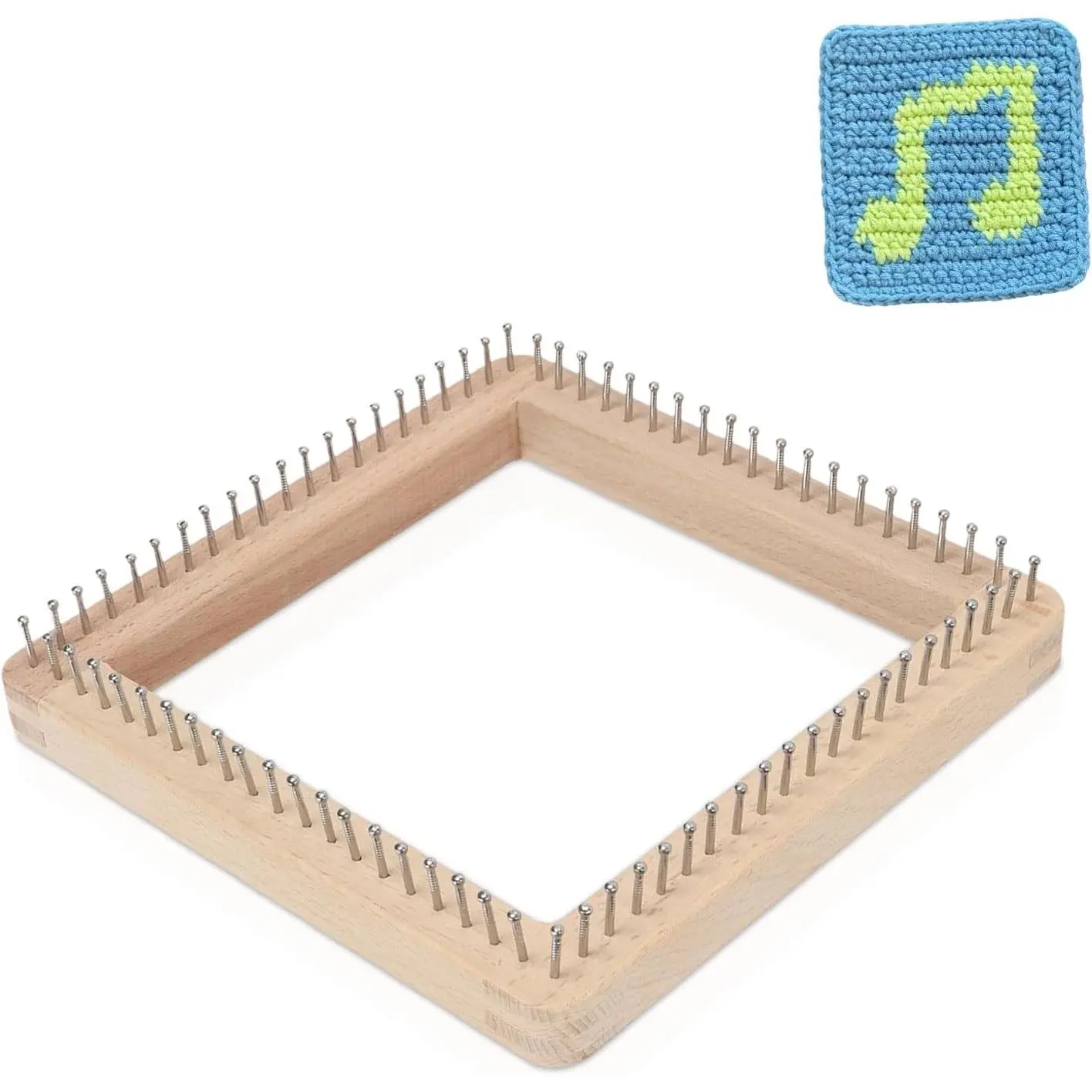 Wooden Knitting Loom, Wooden Loom Frame Weaving Loom DIY Solid Wood Multifunctional Blanket Crochet Loom Knitting Board Loom Tool for DIY Weaving Beginner Children Adults, 20 * 20cm