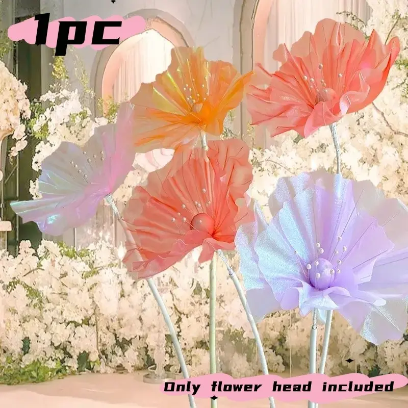 Large Rainbow Mesh Flower Head, 19.69 Inches Decorative Artificial Flower Centerpiece, Flower Design Decorations, Ideal for Wedding, Window Display, Garden, Home, Store, Table, Festival Decor, Artificial Decorative Flowers
