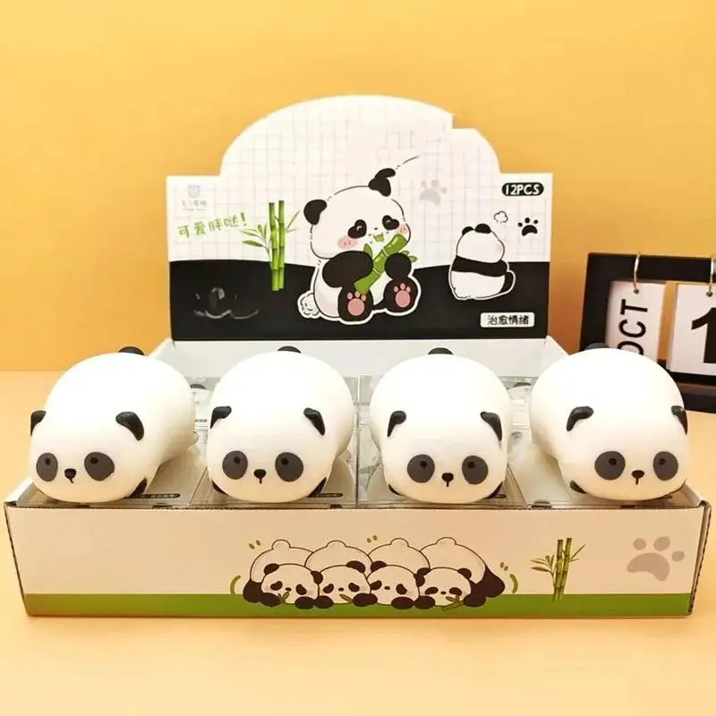 3D Panda Head Slow-Rebound Squishy Ball - Musical Stress Relief Fidget Toy with Animal Print, Unisex Sensory Gift for Neurodivergent Kids (1,3,6 Pcs) - Aids Mental Health Awareness, Oddly Satisfying