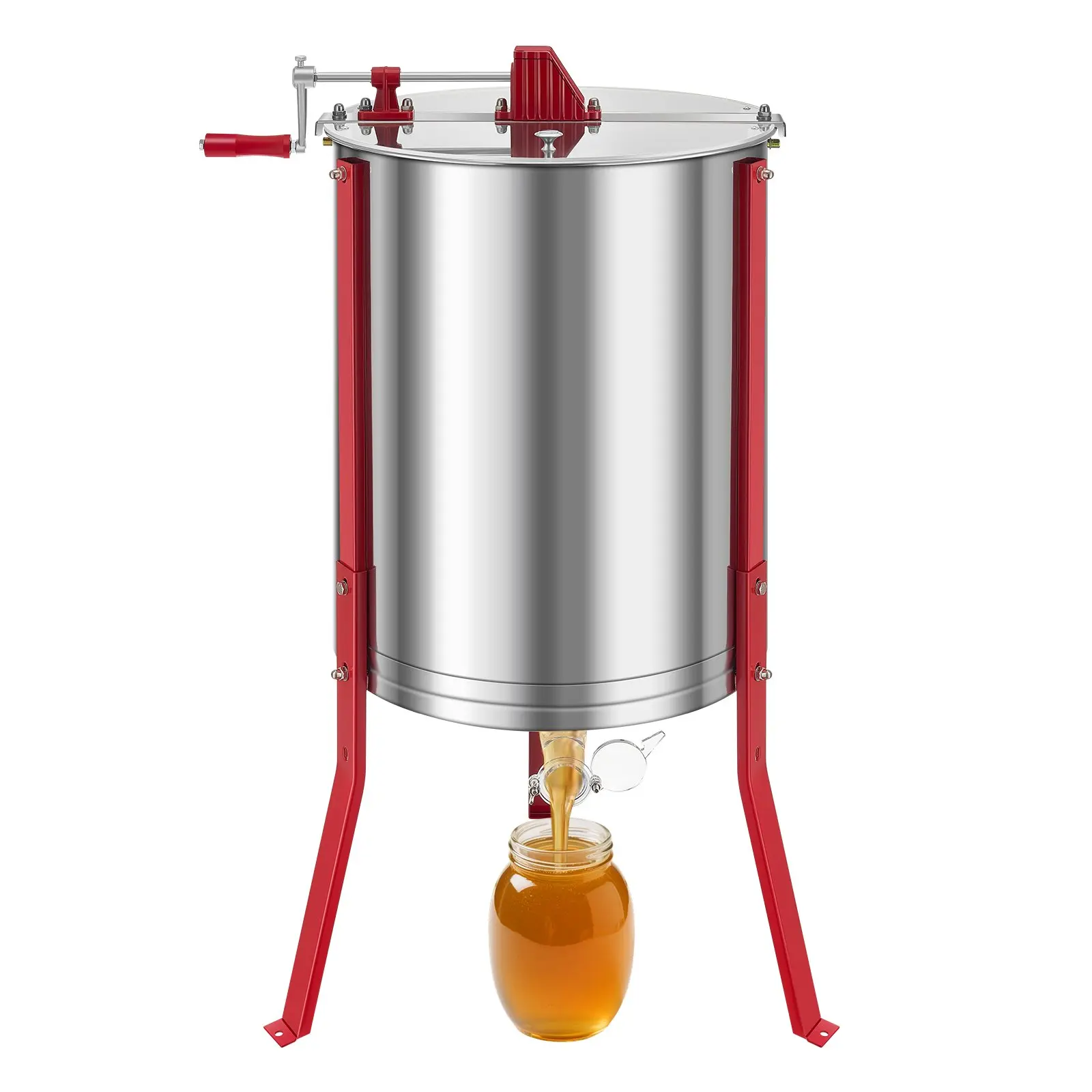 【DealsForYouDays】VEVOR Honey Extractor, 6 Frame Manual Honey Spinner with Transparent Lid, Stainless Steel Honeycomb Drum Spinner with Height Adjustable Stand, Honeycomb Extraction Centrifuge Equipment for Beekeeping