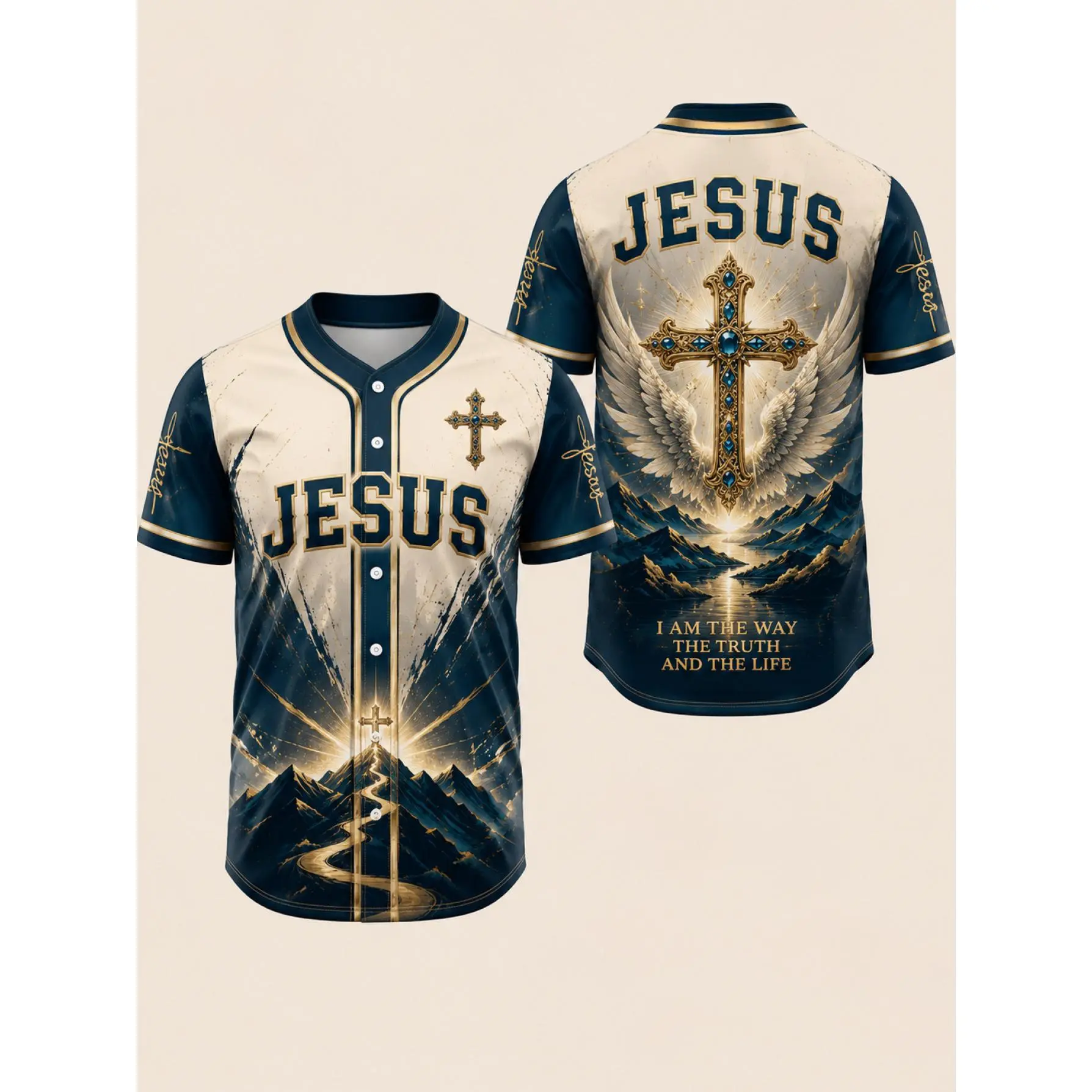 Christian Faith Baseball Jersey, Jesus Religious Button-Up Shirt, Gift for Men Women