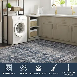 2*6ft/2.5*8ft/3*5/4*6/5*7/8*10/9*12/10*13ft Area Rug - Vintage Printed Floor Carpet with Non-Slip Backing, Stain-Resistant Oriental Washable Low Pile Rug for Living Room, Bedroom & Office