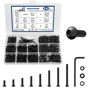 840 count M3 Screw Kit, M3 Hex Button  Screws, Metric Machine Screw  8 Sizes 6MM to 30MM, 10.9 Grade Alloy Steel, Black Zinc Plated, with Hexagonal Wrench