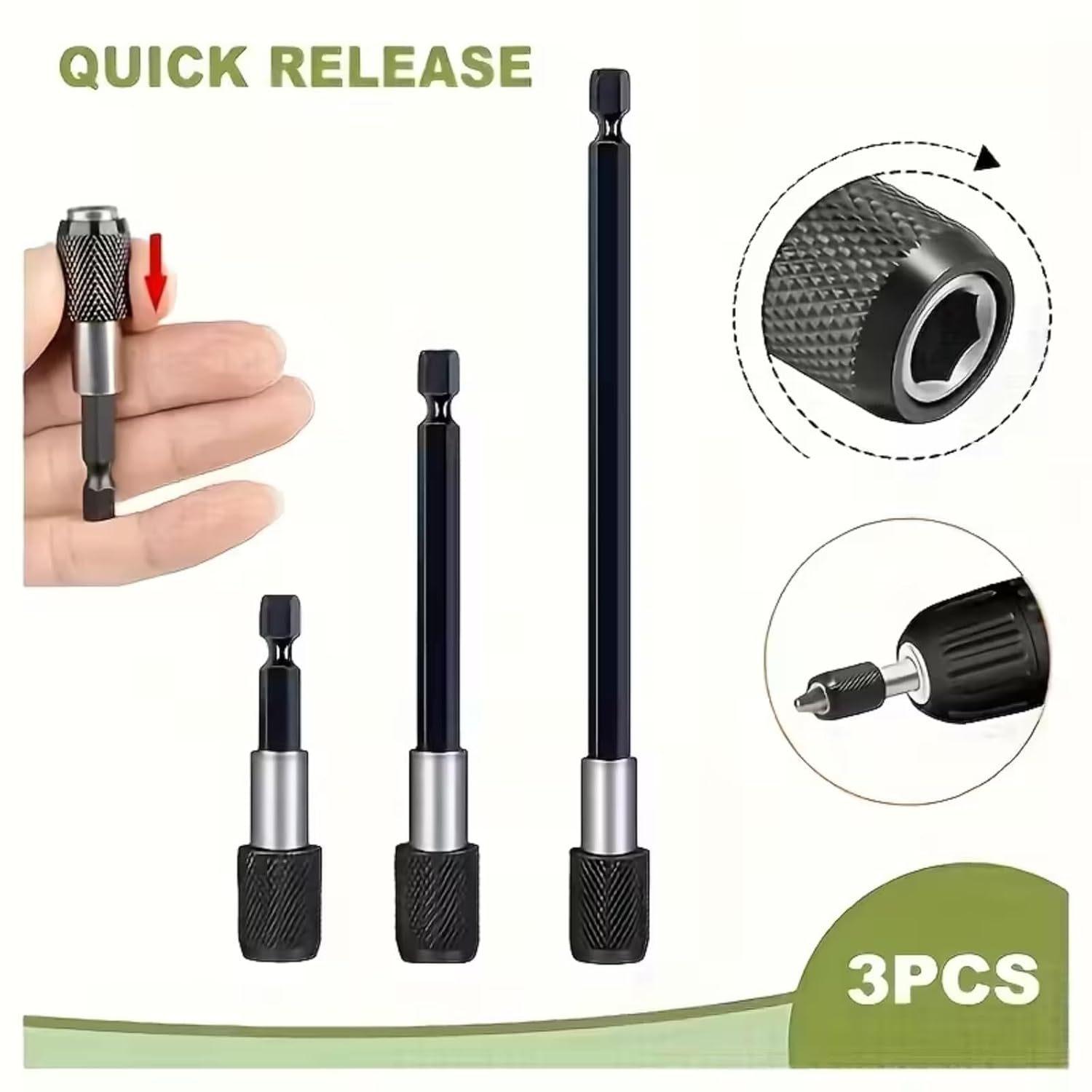 Cross-border best-selling hexagonal quick-release self-locking extended magnetic bit extension rod wholesale socket quick connection rod