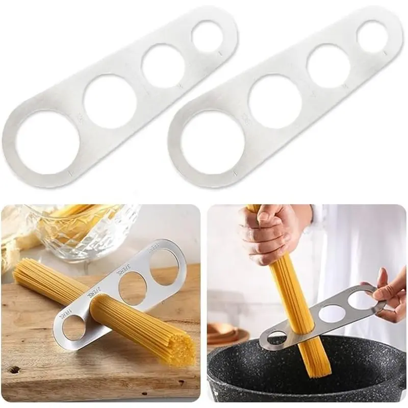 2 Pack Stainless Steel Spaghetti Measure Tool - Quick Pasta Measuring Tool with 4 Serving Pasta Measuring Portion Control Gadgets for Kitchen Cooking (Silver)