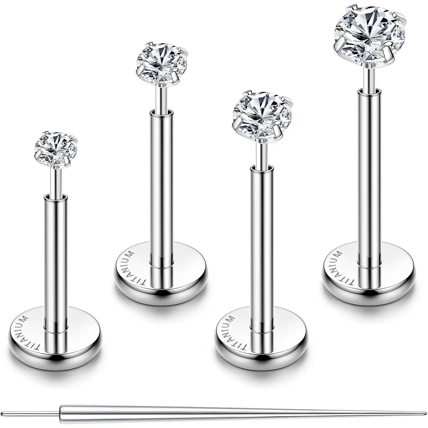 20G Titanium Threadless Flat  Earrings  Nose Studs