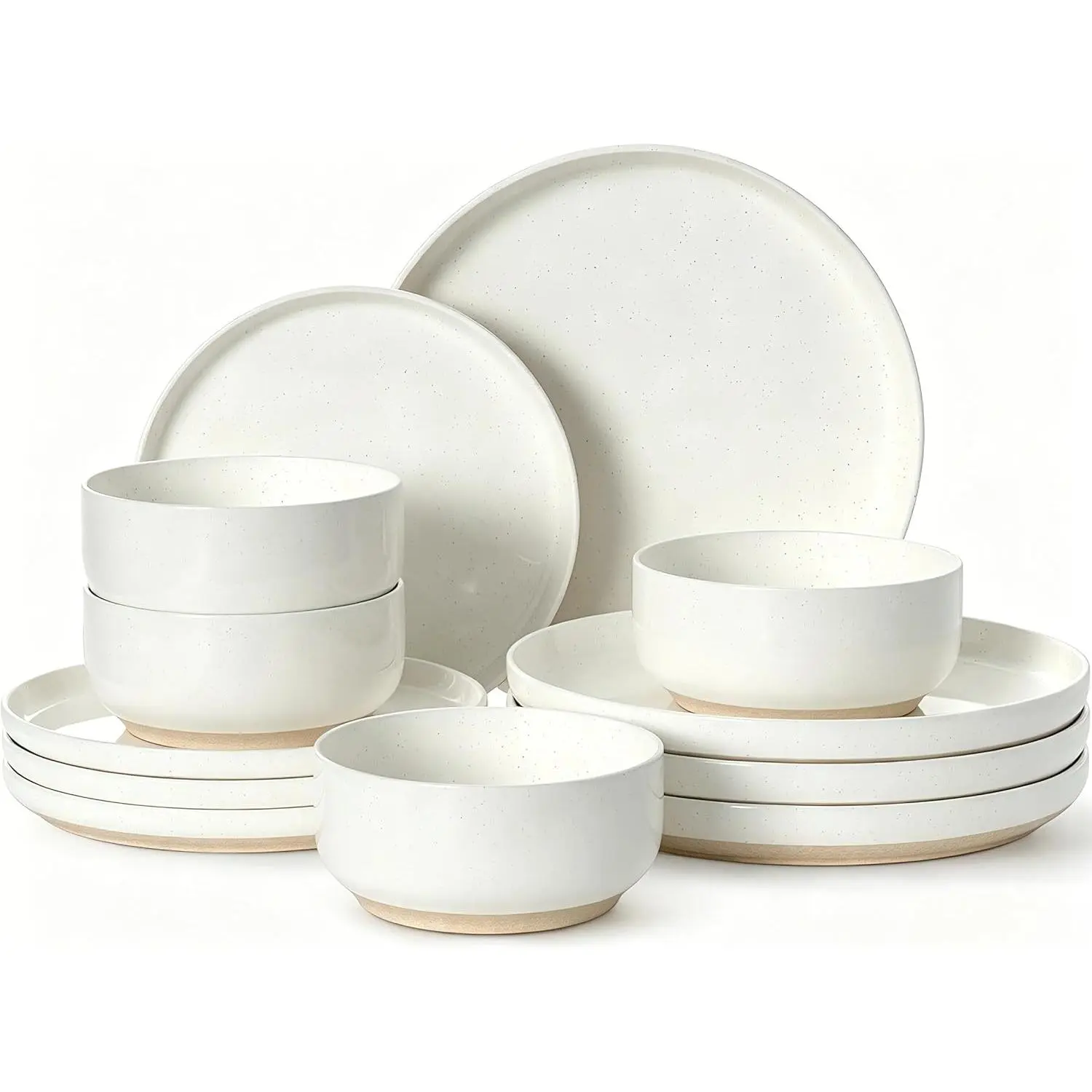 Plates and Bowls Sets, Dinnerware Sets for 4, 12 count Scratch Resistant Dishware Dishes Set, Ceramic Kitchen Dinner Set, Porcelain & Microwave and Dishwasher Safe, Cream White