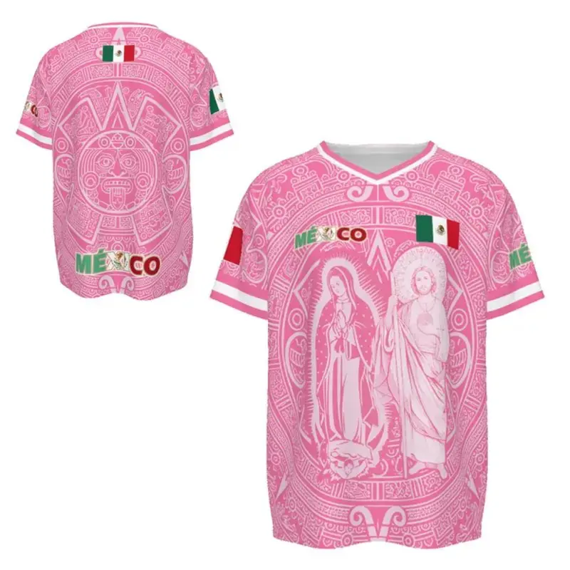 Men's Mexico Pattern Soccer Jersey, Short Sleeve, All-Over Print, Sporty Style, Breathable, Casual Wear, Soccer Fan Streetwear