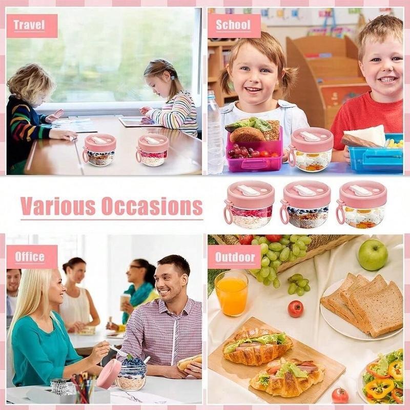 Oatmeal Cup with Lid & Spoon, 1 Count Breakfast Yogurt Fruit Flour Candy Dessert Container, Food Storage Container for Home Kitchen, Utensils, Reusable Snack Containers