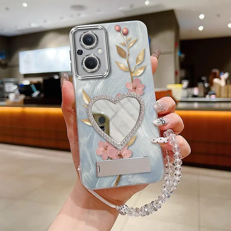 4pcs( Bright flowers phone Case+Lanyard+Stand+Stand) Suitable For OPPO A94/A95/A96/A96/A92/A58/A53s/A54/A54S/A57/A55/A57/A57E/A57S/F21SPro/F21Pro/A35/A76/A77/A77S/A78/A60/A72/A74 For Reno11/Reno 12/Reno12 Pro/Reno 8T/Reno7/Reno 6/Reno6 Lite Phone Case