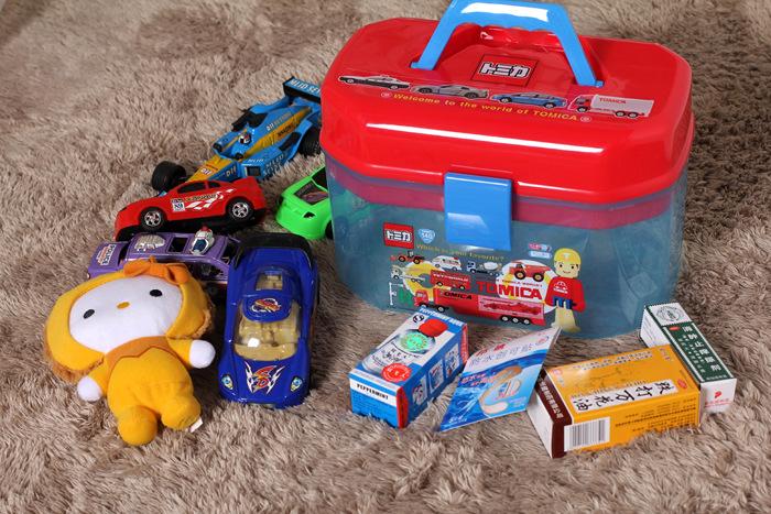 Bangduo - Children's toy storage box, plastic Japanese-style transparent storage box with lid, cartoon portable organizer box