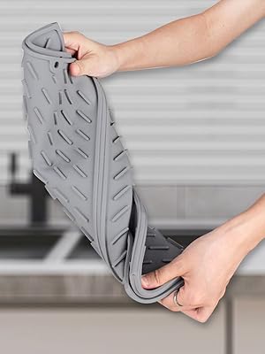 Silicone Dish Drying Mat 23x17 Multiple Usage,Easy clean,Eco-friendly,Heat-resistant Silicone Mat Dish Drying Mats For Kitchen Counter or Sink,Refrigerator or Drawer liner Gray 23inchx17inch