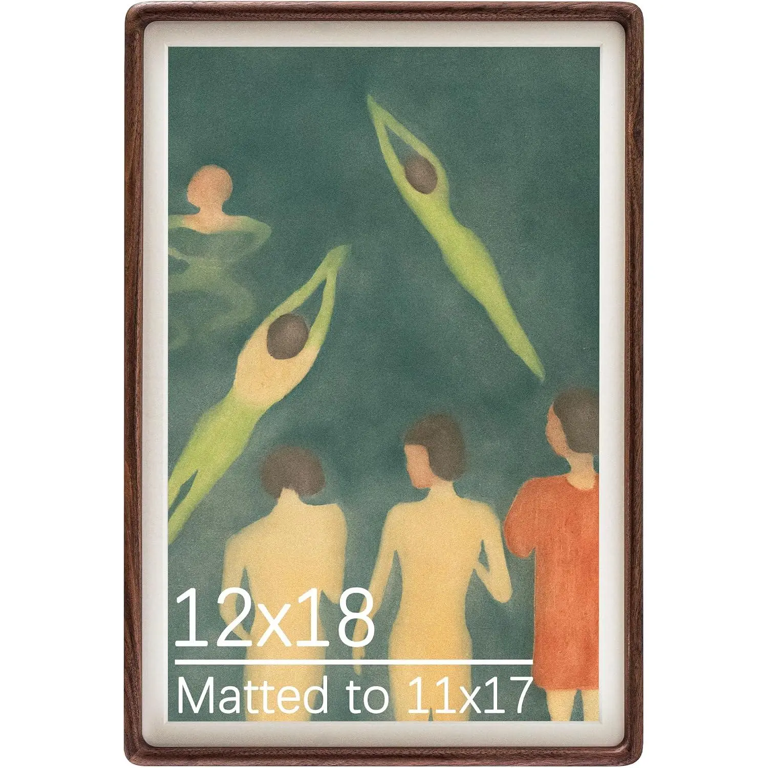 Walnut  12x18 Picture Frame - Includes 2mm Beveled Mat Opening 10.5x16.5 for 11x17 Photo - Wall Gallery Photo Poster Frame