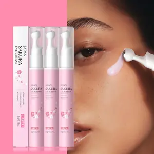 Roller Ball Sakura Eye Cream Hydrating Under Eye Moisturizer, Anti Wrinkle Dark Circle Remover Eye Serum with Massager Roller for Daily Facial Skin Care