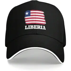 Unisex Liberia Flag Trucker Hat - Black With White Stripes & Stars, Vintage Style Casual Cap For Men & Women, Polyester Material, Perfect For Summer Outfits, Outdoor Headwear| Vintage Trucker Hat| Durable Headgear