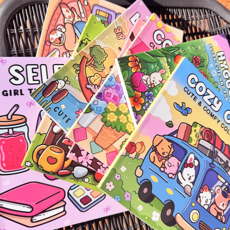 4-Piece or 8-Piece Themed Coloring Books Set, High-Quality Cute Art Books with Various Patterns, Perfect for Daily Relaxation and Holiday Gifts