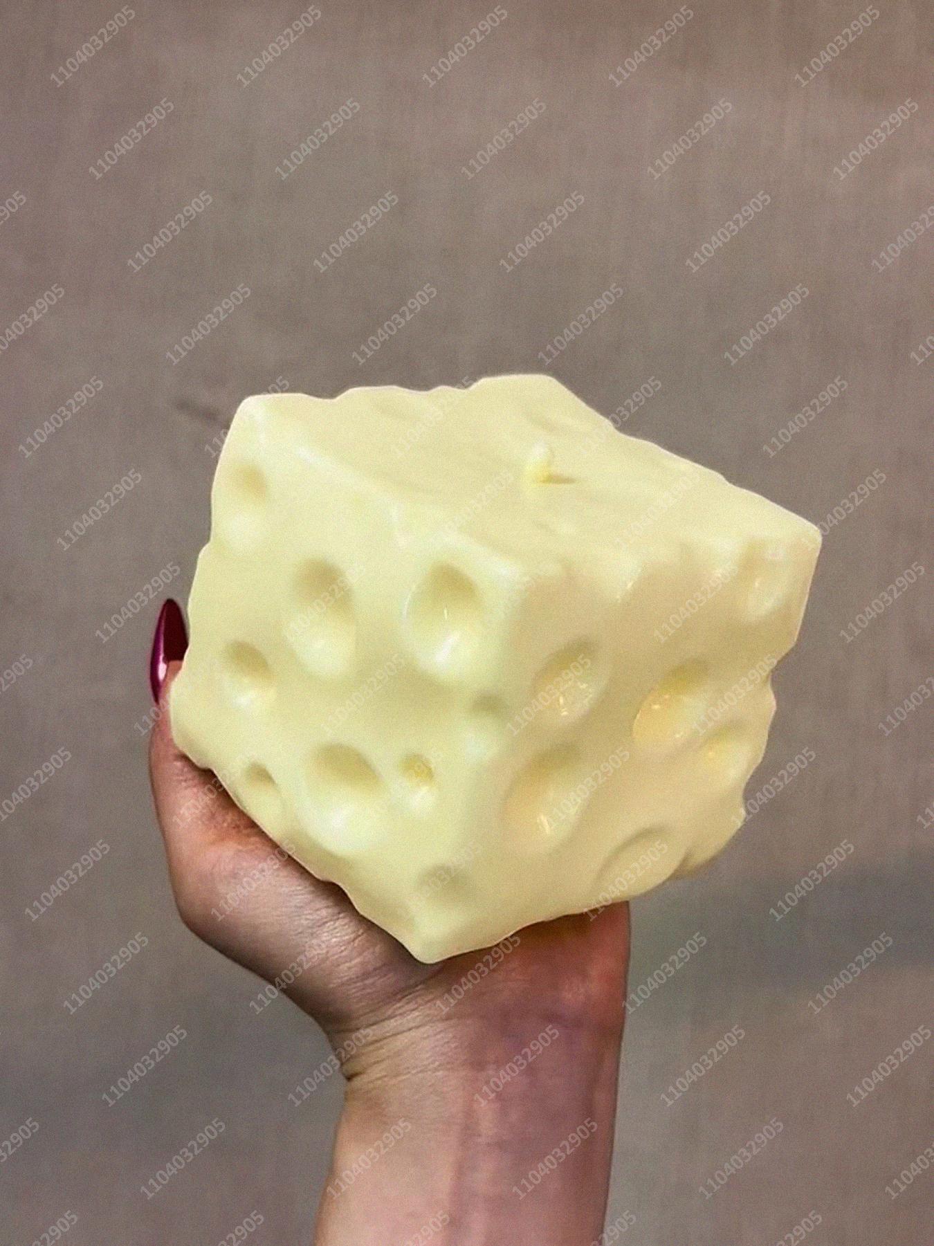 Jumbo Cheese Cube Stress Ball Big Cheese Shapeable Squeeze Ball Non-Bounce Fidget Toy ASMR Sensory Anti-Stress Christmas Gift