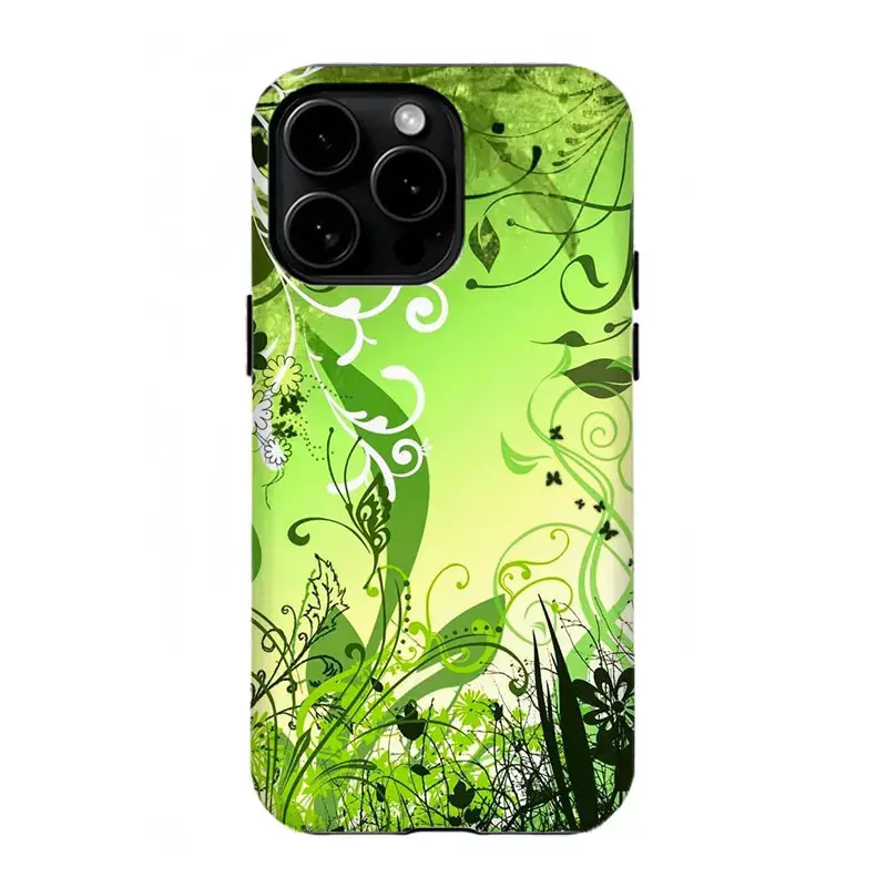 Dark Forest Green Swirl Pattern Mobile Phone Case Accessories - Durable, Shock-Absorb, Glossy Finish 2-in-1 Design, Compatible with iPhone Series (X-17), iOS/Android Devices Including Samsung, Ideal Holiday Gift for Loved Ones