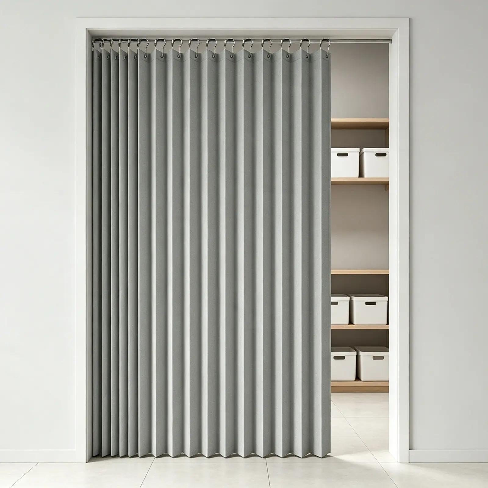Foldable Kitchen Curtain, Folded Fabric Partition, Blocks Smoke and Clutter, Ideal for Open Plan Kitchens, Decorative Divider