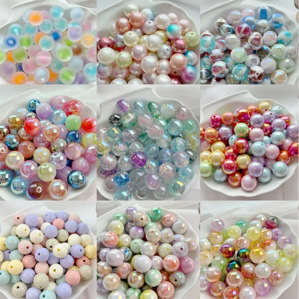 40pcs 16mm UV/ab Electroplated Acrylic Resin Beads, Beads for Crafts, Multicolor DIY Craft Kit, Ideal for Keychains, Phone Chains, Necklaces, Bracelets