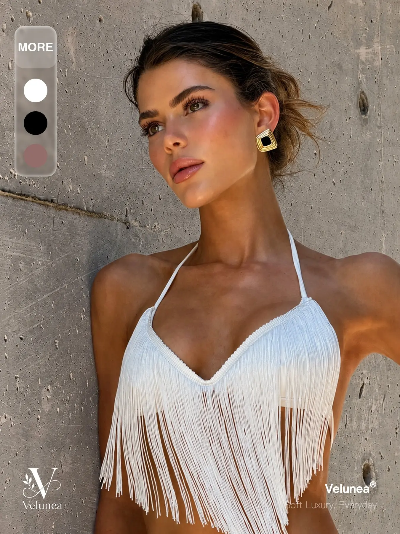 Velunea Women’s Tassel Crop Top, Sexy Halter Neck Fringe Cami with Backless Design, Chic Summer Festival Concert and Night Out Outfit