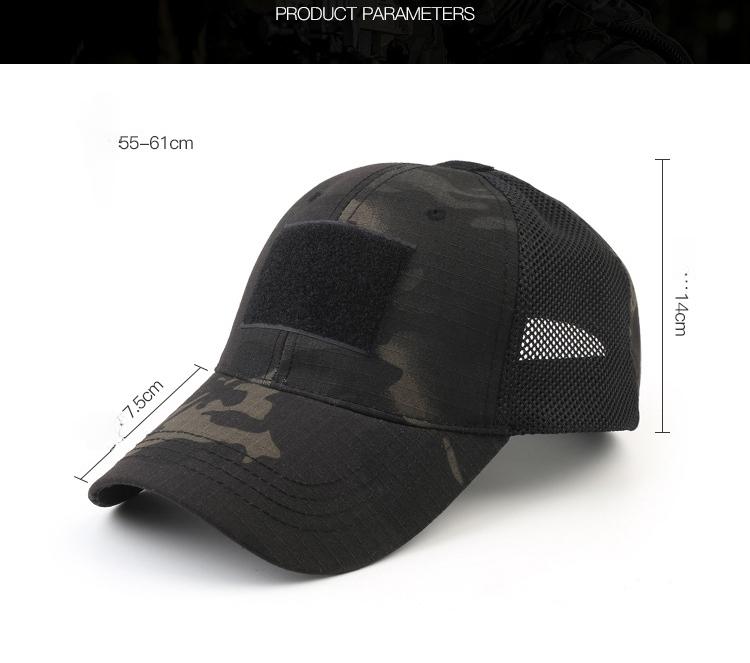 Tactical Camo Baseball Cap for Men, Breathable Mesh Military Hat with Velcro Patch, Adjustable Outdoor Dad Hat for Hiking, Hunting, Fishing