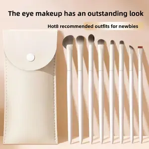 Soft Bristle Eye Makeup Brush Set, 8-Piece Kit, Blending, Liner, Nose, Eyelid, Cheek, Concealer, Highlight Brushes, Beginner Friendly