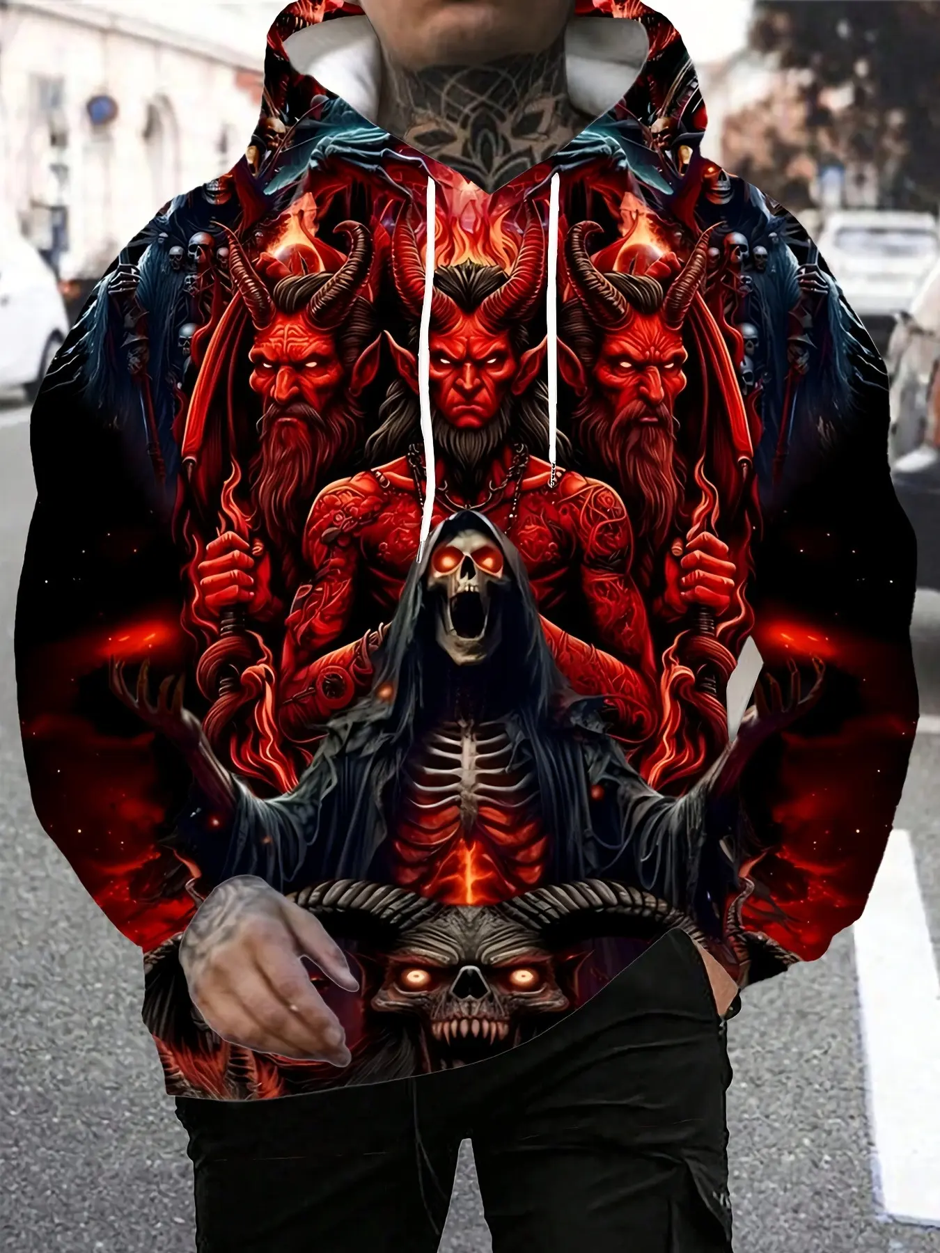 3D Men'S New Long Sleeve Casual Hoodie, Dark Horror Pattern Skull Head 3D Print Black Friday Gift Fashion Casual Sweatshirt Print Hoodie Trendy Hoodie Trendy Pattern Hoodie Athletic Fashion Athletic Daily Spring Autumn Winter Top