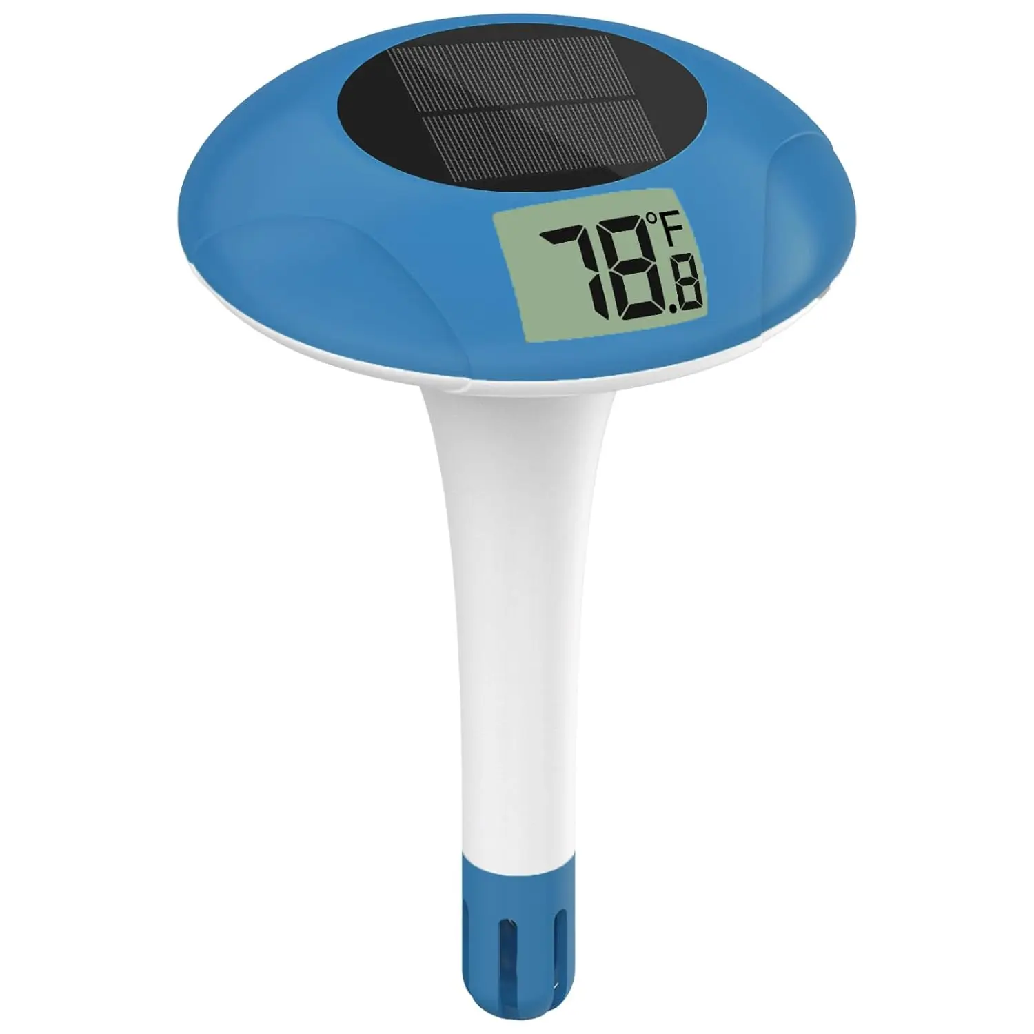 Pool Thermometer Floating –Powered Floating Temperature Gauge for Testing, Big LCD Screen for Easy Reading,°C/°F Display, IPX-8 Waterproof (Navy Blue)