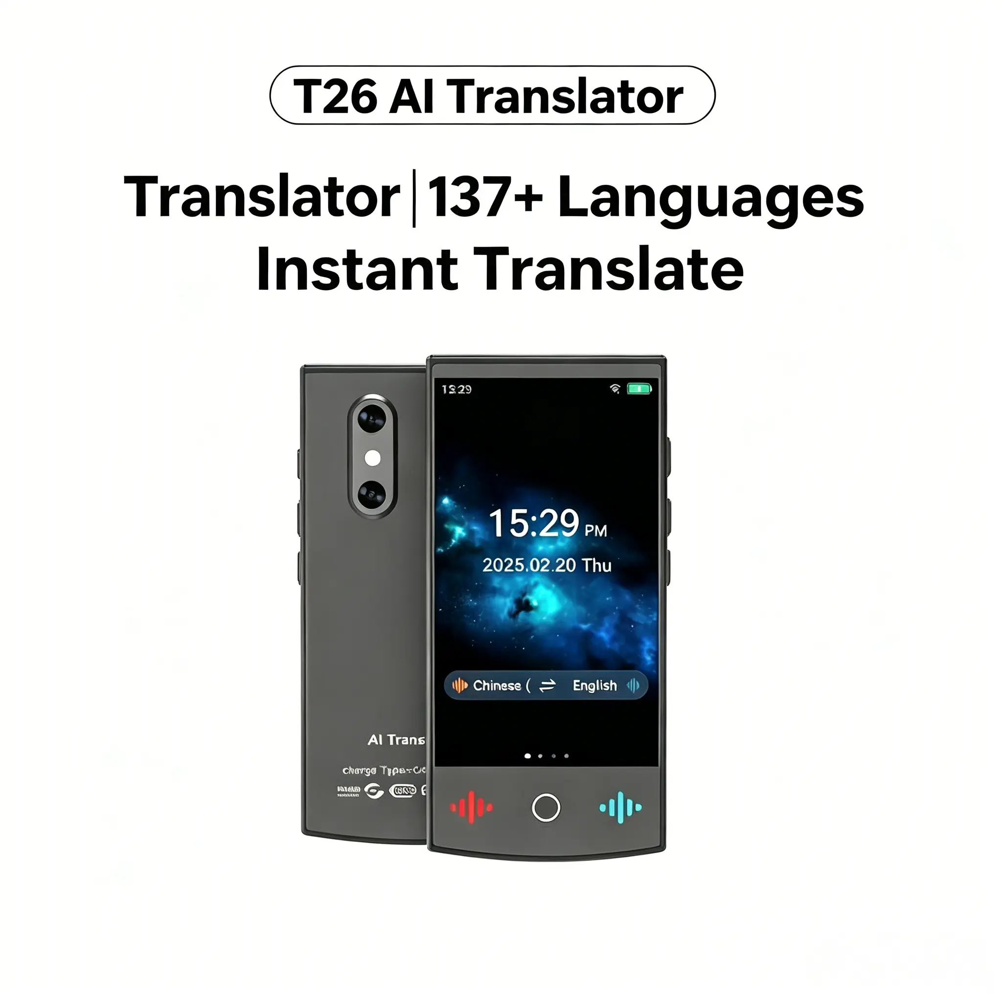 Ai Smart Portable Translator Machine, Multi-Language Support, Real-Time Voice Translation, Offline & Image Translation, Ideal for Travel & Business