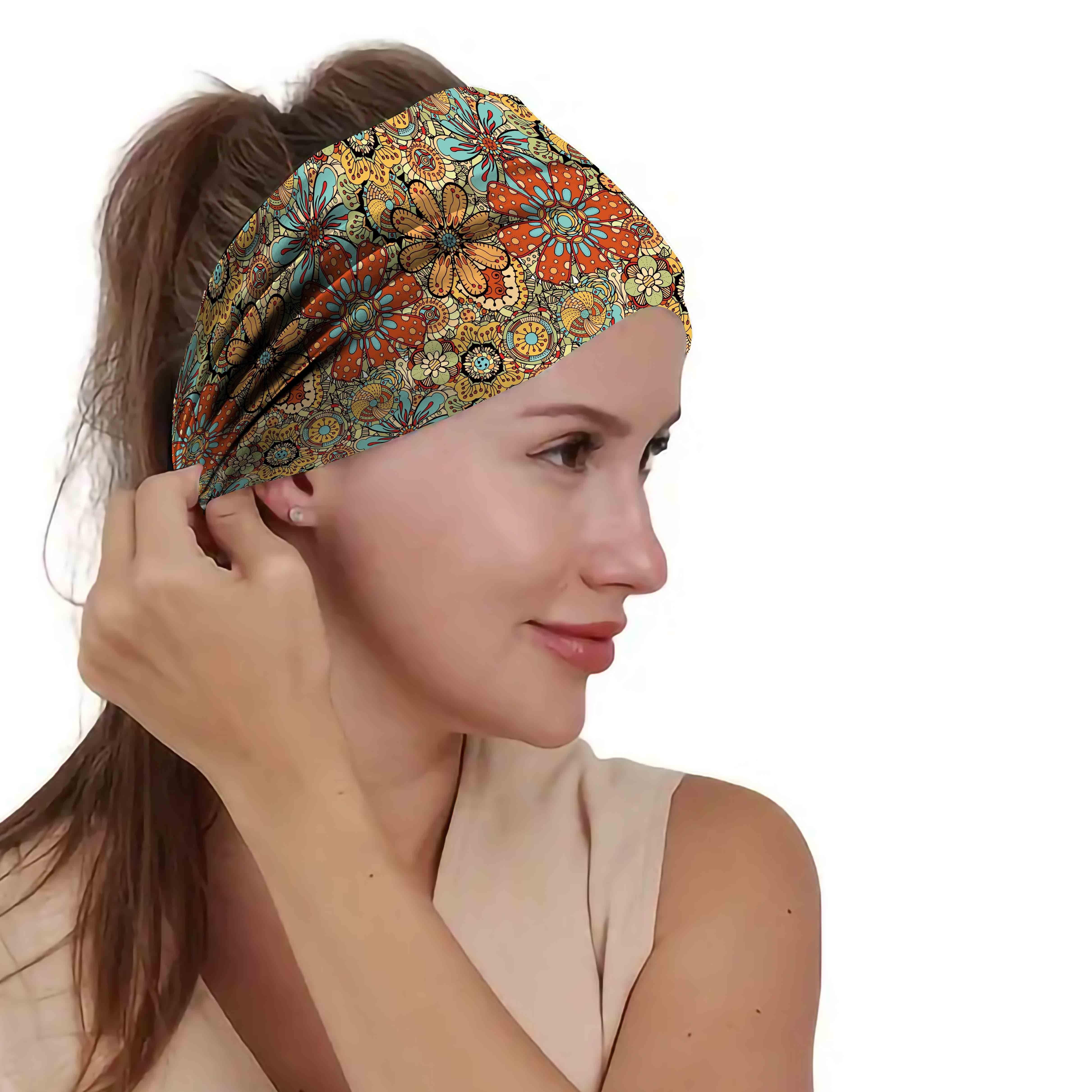 1/5pcs Bohemian Ethnic Style Headband, Soft and Comfortable, Sweat-Absorbent Band Suitable for Yoga, Fitness, and Daily Wear