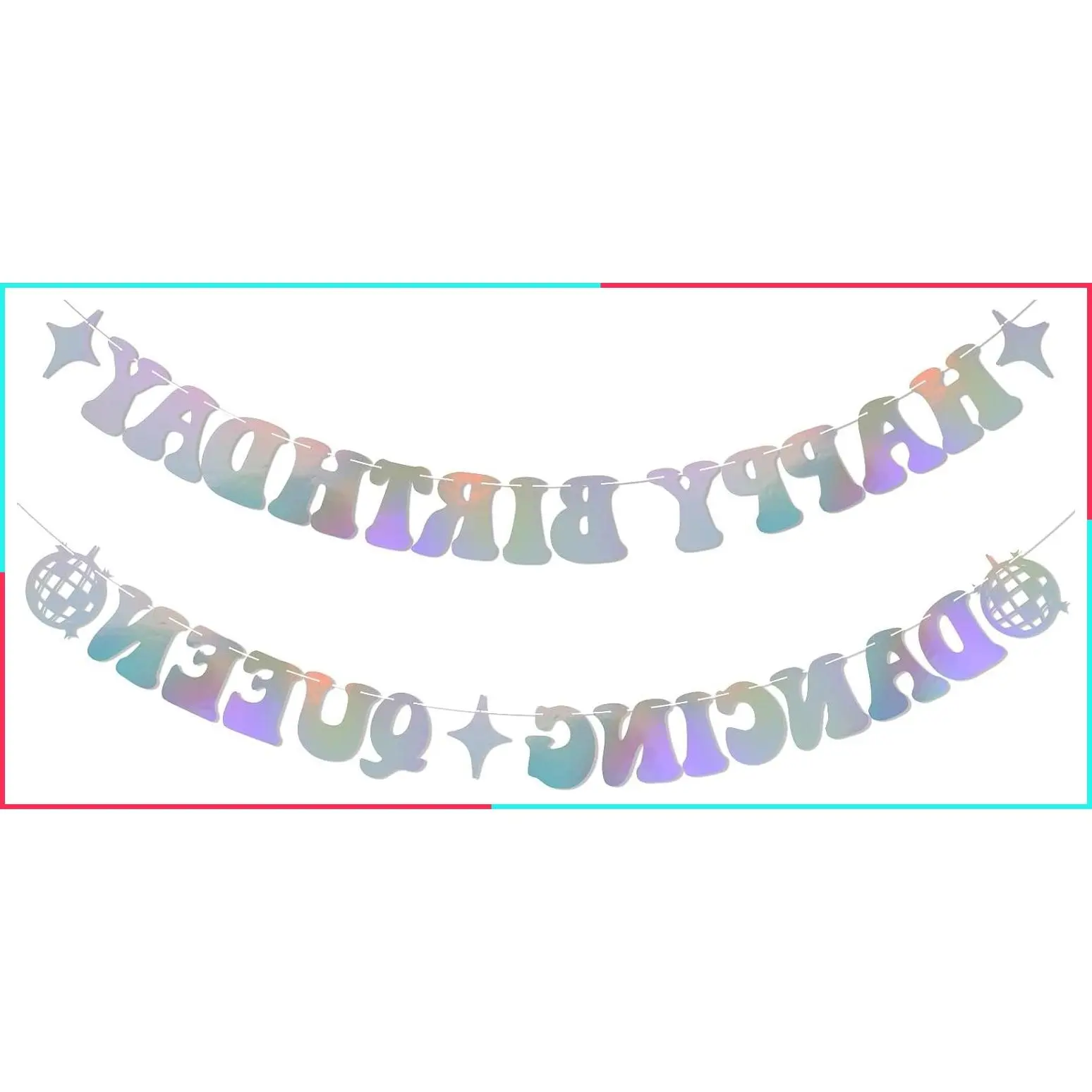 Happy Birthday Dancing Queen Banner, Disco Themed Birthday Party Decorations, Holographic Mamma Mia Decor