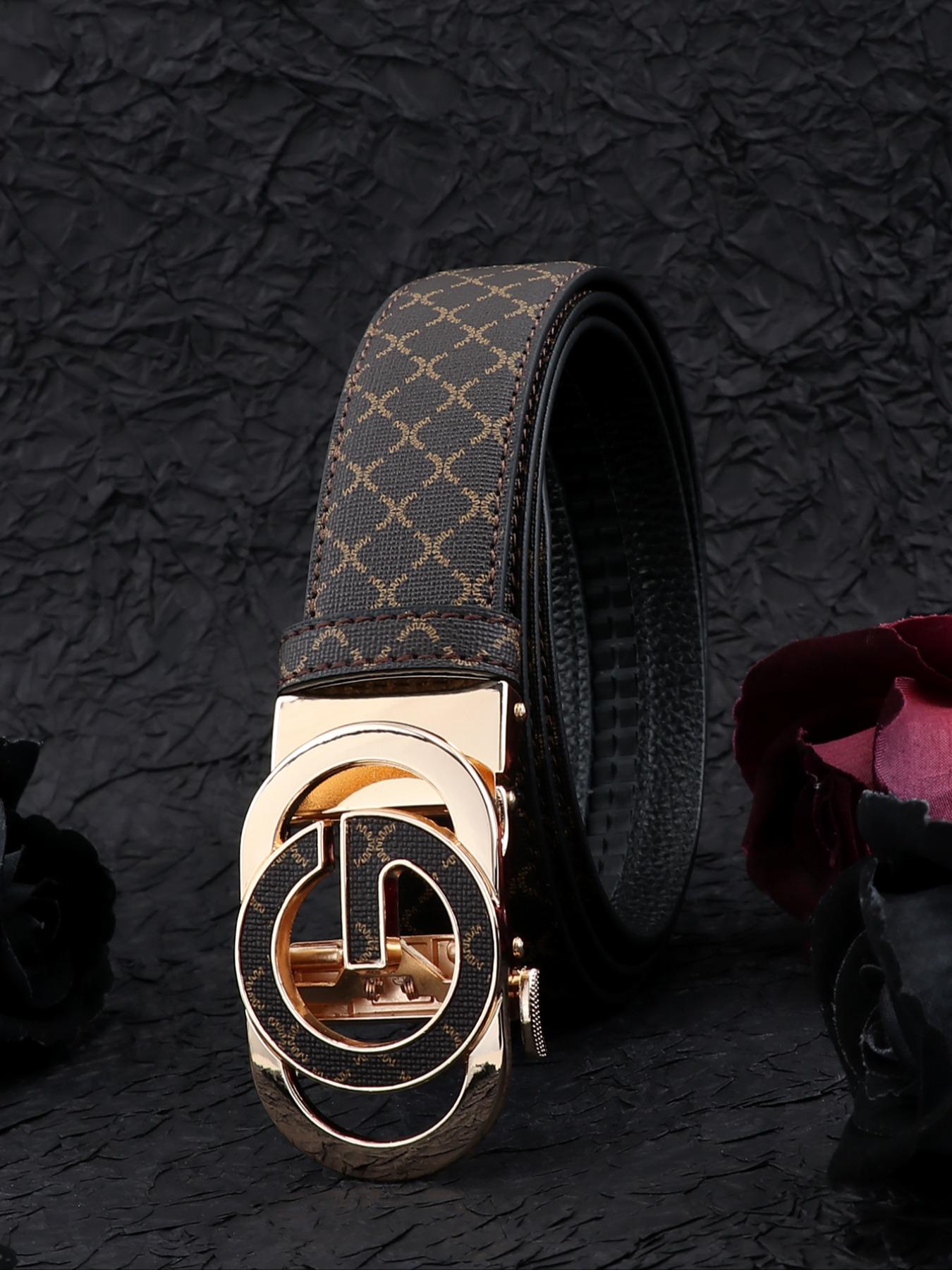 Men's Fashionable Plaid Pattern Buckles Belt, Casual Business Belt for Party, Daily Clothing Decor, Trendy All-match & Exquisite Belt for Birthday Gift, Artisan Leather Belt