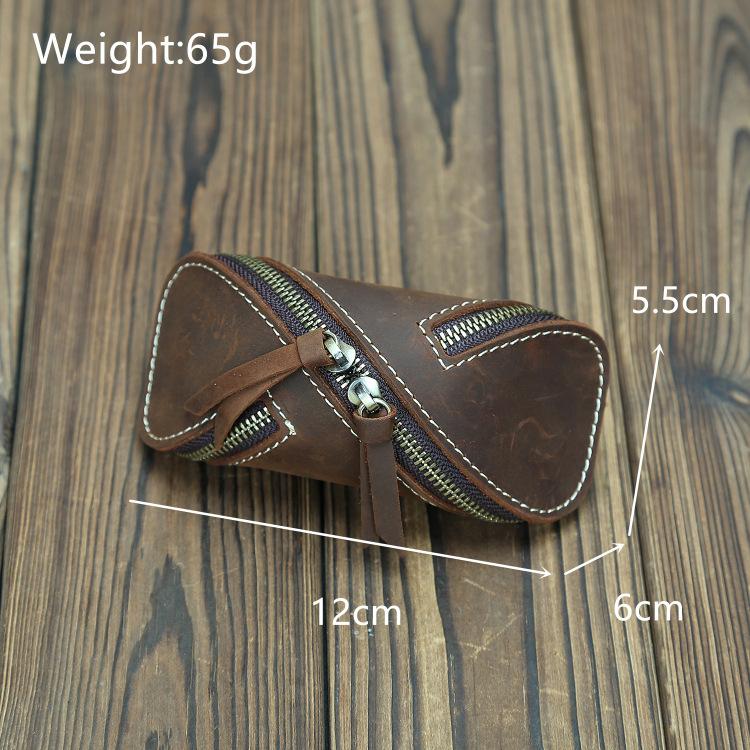 Men’s & Women’s Leather Key Bag, Retro Crazy Horse Leather Zipper Wallet for Car Keys, Card Holder, Stylish Key Organizer, Multi-purpose Keychain for Daily Use, Travel, Gifts