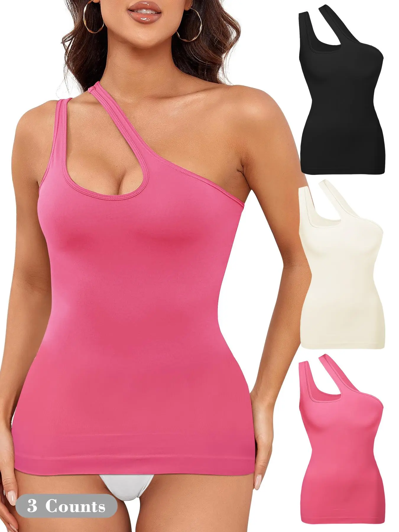 1/3 Count Tummy Control Shapewear Tank Tops for Women One Shoulder Seamless Compression Tops Slim Body Shapewear Christmas Clothing