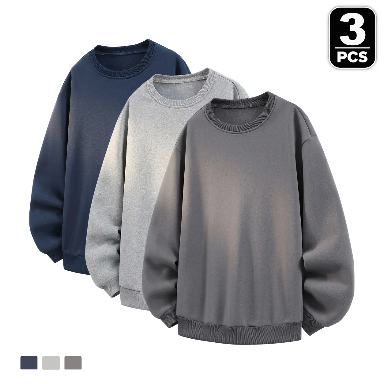 Men's Solid Crewneck Sweatshirts with Long Sleeves, Ribbed Trim and an Easy Pullover Shape for Relaxed Weekends, Errands, Travel and Daily Outfits