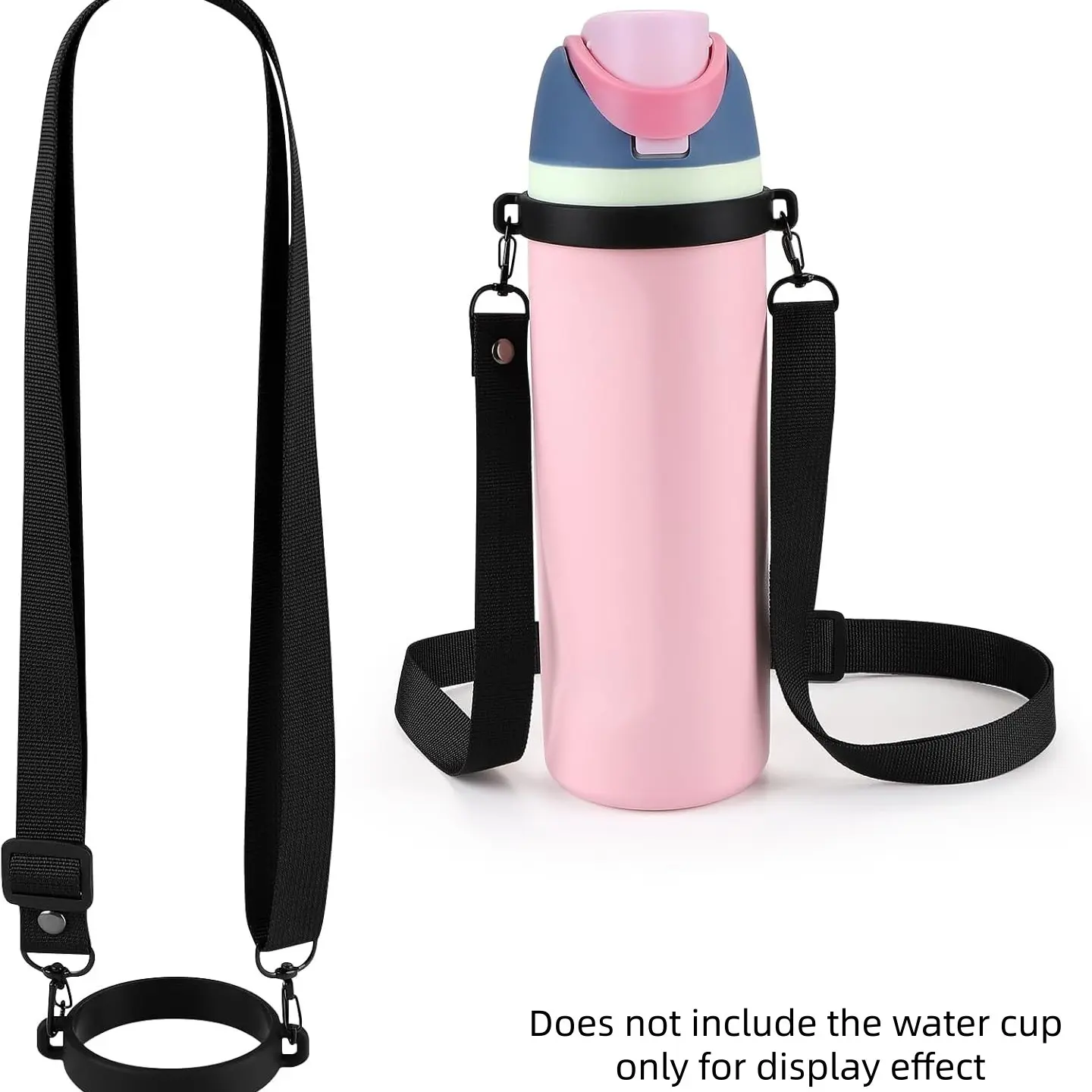 Water Bottle Strap Compatible with Owala, Adjustable Portable Silicone Handle Strap for Owala Freesip Tumbler 24oz 32oz 40oz, Durable & Easy to Use