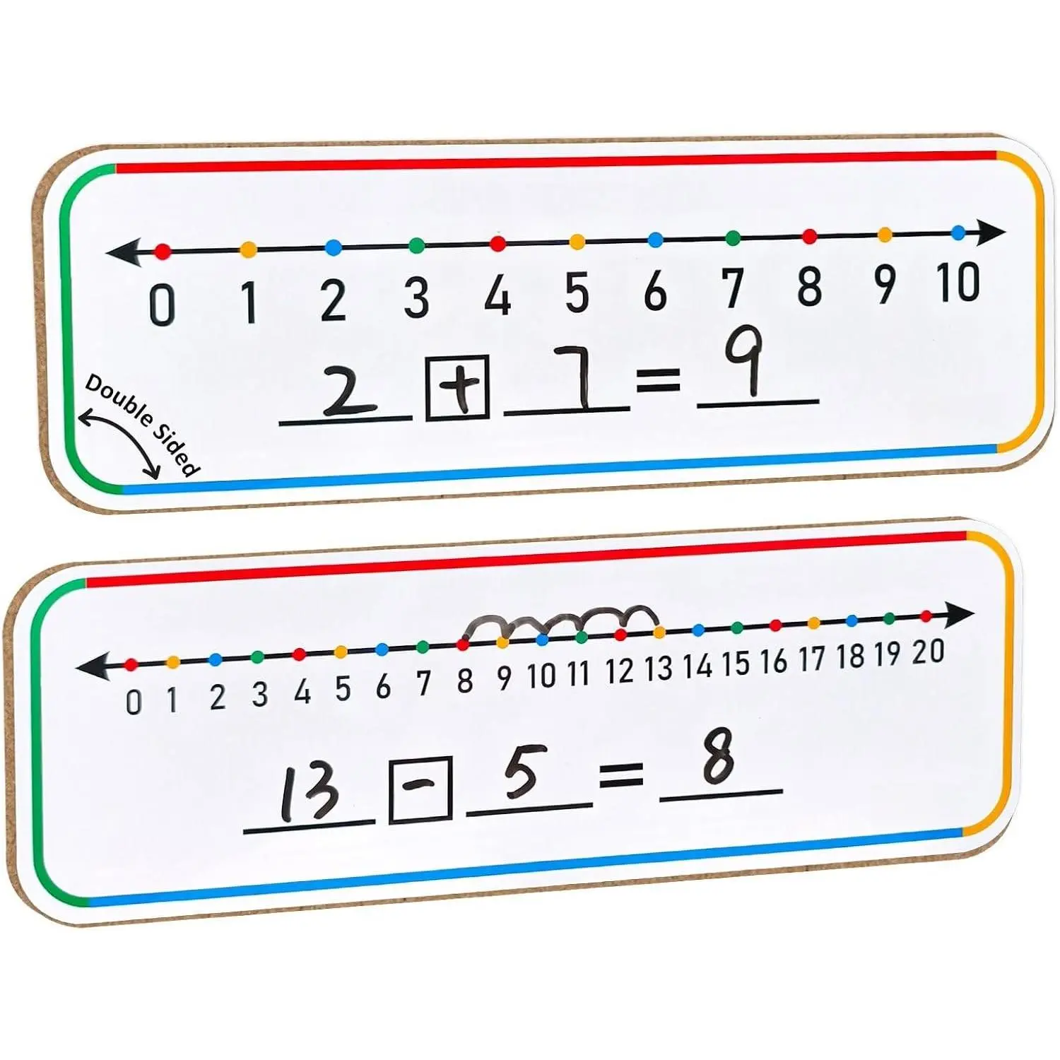 4"x12" Double Sided Number Line Dry Erase Board (0-10 & 0-20) | Math Manipulatives, Addition Subtraction Practice Tool, Student Desk Whiteboard, For Classroom Supplies, 1 Pack