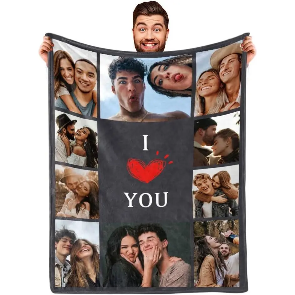 Custom Blanket with Photo I Love You Girlfriend Boyfriend Blankets ,Personalized Picture Blanket for Mom Dad,Husband Wife Anniversary Birthday Gifts,Ultra Soft Fleece Bed Blanket
