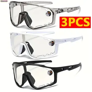3PCS Unisex Modern Sunglasses - Large Frame, Photochromic Tinted Lens Sunglasses, UV400 Protection, Lightweight Comfortable Shades, Ideal for Outdoor Driving, Daily Wear