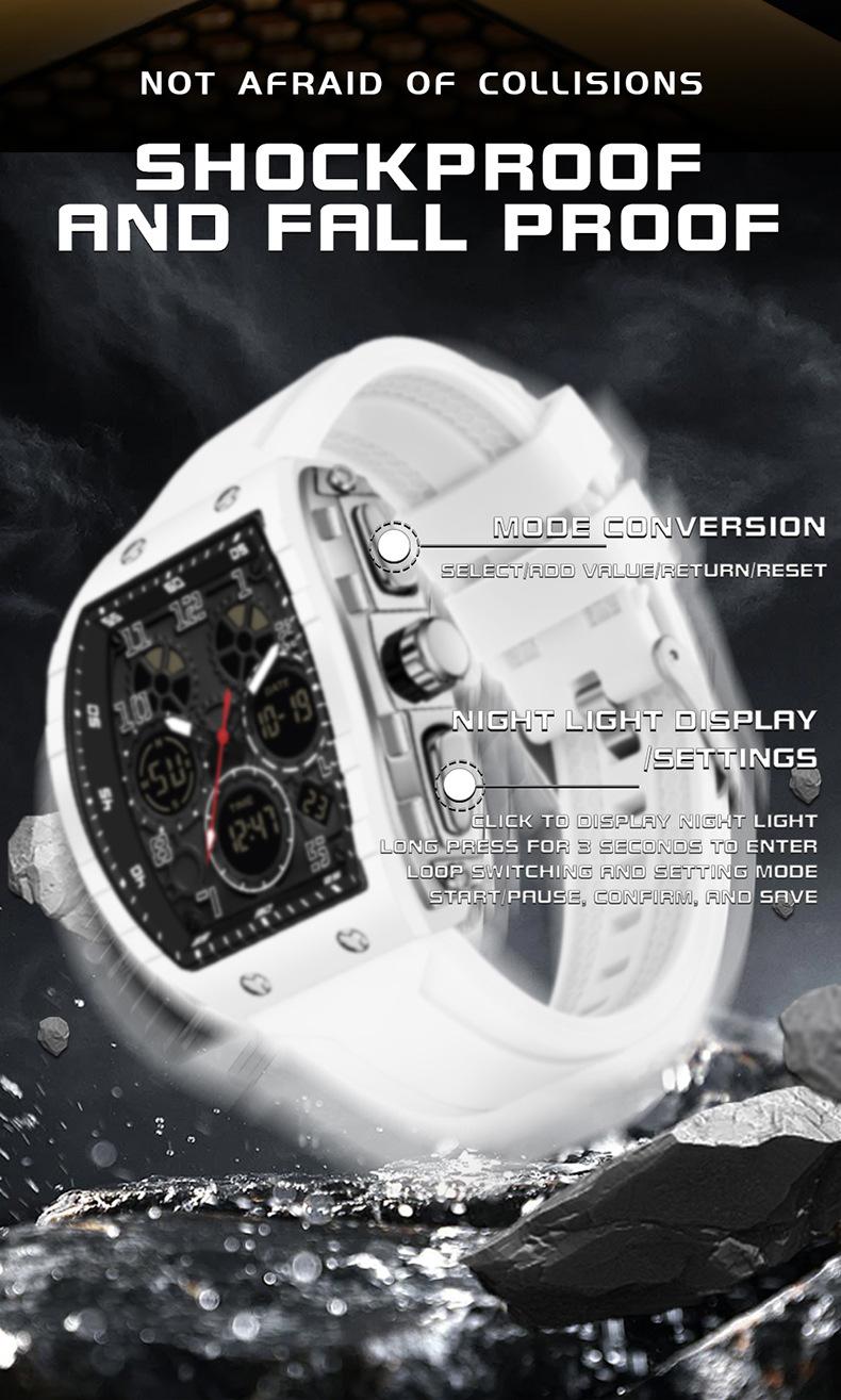 Men's Multifunctional Digital  Watch - Sporty Automatic Style with Luminous Display and Waterproof Design. Suitable for Business, Parties, and Daily Use. Universal Blue Silicone Strap