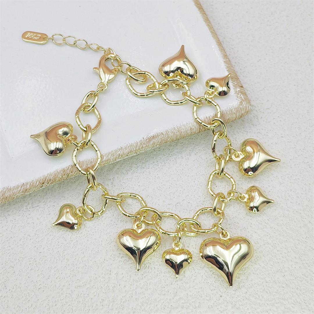 14K Gold Plated Brass Star & Heart Beaded Bracelet for Women, Vintage Boho Aesthetic Design, Multi-Wear Chain Bracelet & Choker, Anti-Tarnish & Dainty for Daily Wear & Casual Outfits